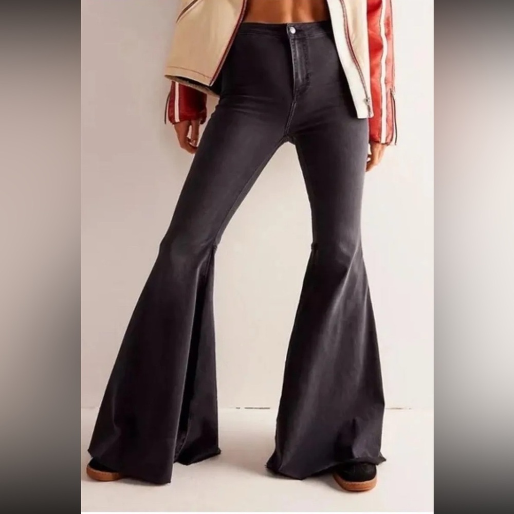 Free People washed black Just Float On Flare Jeans- TALL